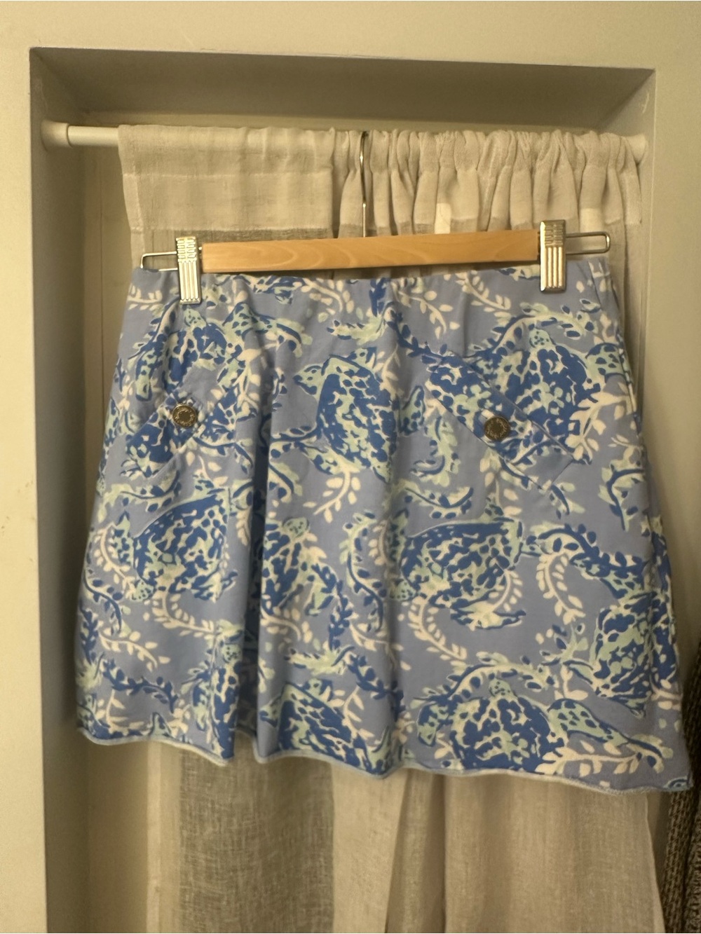 Lilly Pulitzer Light Blue Floral Skort with Button Accents